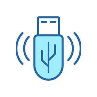 Portable Memory Stick Color Line Icon. USB Equipment Linear Pictogram. Data Storage, Flash Disk Outline Symbol. Electronic Hardware, Backup Memory Drive. Editable Stroke. Isolated Vector Illustration.