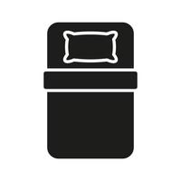 Single Bed in Hotel Room Silhouette Icon. Single Mattress with Pillow for Bedroom Glyph Pictogram. Night Rest Sleep Furniture at Home, Hospital, Motel Icon. Isolated Vector Illustration.