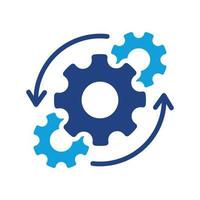 Gear and Round Arrow Business Technology Process Color Icon. Workflow Cog Wheel Symbol Pictogram. Circle Gear Work Progress Silhouette Icon. Isolated Vector Illustration.