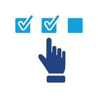 Questionnaire Color Icon. Finger Choice Check List Pictogram. Hand Tick Checkmark Silhouette Icon. Choice Checkbox in Checklist. Digital Application. Isolated Vector Illustration.