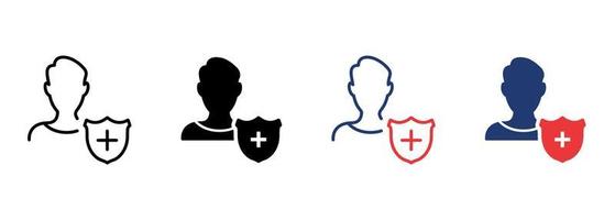 Protection of People Icon Set. Privacy Icon. Employee Security and Protection. Protecting your Personal Data. Editable Stroke. Isolated Vector Illustration.