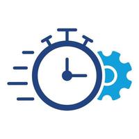 icono de color de engranaje y reloj. rueda dentada y fecha límite de tiempo de reloj, configuración, pictograma del concepto de eficiencia de control. icono de silueta de proceso de optimización. ilustración vectorial aislada. vector