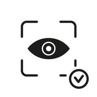 icono de línea de identificación de escaneo ocular. tecnología de escaneo de visión para pictograma de acceso de seguridad. reconocimiento de iris para señal de identificación biométrica. escáner de retina ilustración vectorial aislada. vector