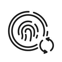 Reset Password by Fingerprint Identification Line Icon. Update Touch ID Linear Pictogram. Refresh Security, Change Finger Print Outline Symbol. Editable stroke. Isolated Vector Illustration.