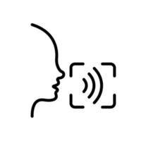 Access Identification by Voice to Smartphone Line Icon. Command Voice ID Recognition Technology Outline Pictogram. Speak for Access. Verification Symbol. Editable Stroke. Isolated Vector Illustration.