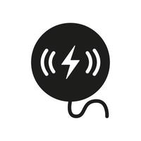 Wireless Charger Silhouette Icon. Power Charge for Mobile Phone Glyph Pictogram. Wireless Battery with Lightning. Device for Recharge Smartphone Energy Symbol. Isolated Vector Illustration.