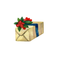 Watercolor christmas gift  box  PNG