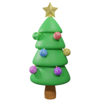 árvore de natal 3d com enfeites e estrelas no topo png