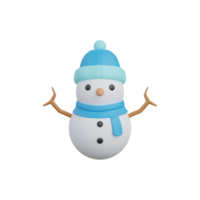 3d rendering of isolated snowman with knitted hat icon png