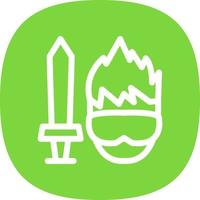 Game Character Line Vector Icon Design