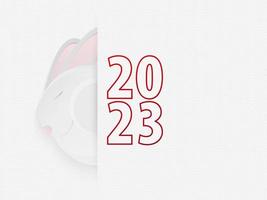 Year 2023 celebration design, head of Rabbit with number 2023. vector