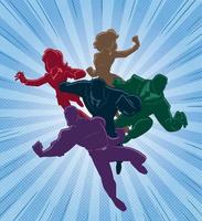 Super Business Team Colorful Silhouettes to Rescue vector