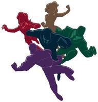 Super Business Team Silhouettes Colorful on White vector