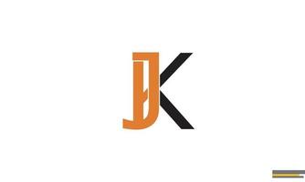 Alphabet letters Initials Monogram logo JK, KJ, J and K vector