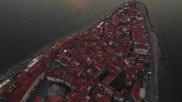 Sunset Drone view of Piran, Slovenia video