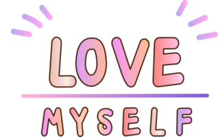 love myself lettering phrase hand drawn Illustration png