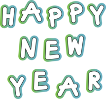 happy new year greeting word decoration png