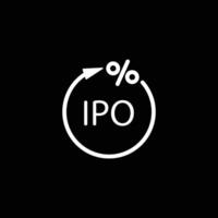 eps10 white vector ipo abstract line art icon isolated on black background. Initial Public Offering outline symbol in a simple flat trendy modern style for your website design, logo, and mobile app