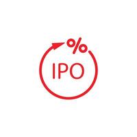 eps10 red vector ipo abstract line art icon isolated on white background. Initial Public Offering outline symbol in a simple flat trendy modern style for your website design, logo, and mobile app