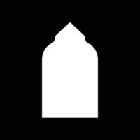 eps10 vector blanco mezquita islámica arte abstracto icono sólido aislado sobre fondo negro. símbolo de la religión musulmana en un estilo moderno y sencillo para el diseño, el logotipo y la aplicación de su sitio web