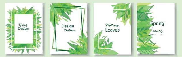 Set of Watercolor Green Branch Frame for social media vector