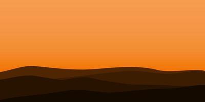 silhouette views of mountain with sunset background vector