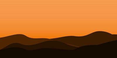 silhouette views of mountain with sunset background vector