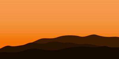 silhouette views of mountain with sunset background vector