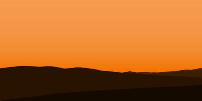 silhouette views of mountain with sunset background vector