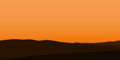 silhouette views of mountain with sunset background vector