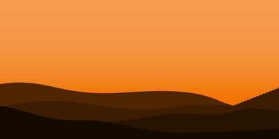 silhouette views of mountain with sunset background vector