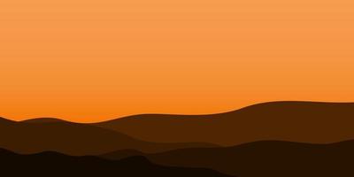 silhouette views of mountain with sunset background vector