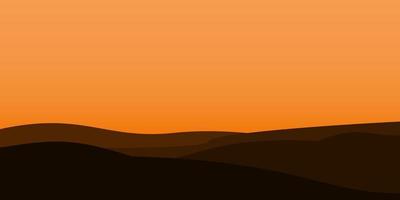 silhouette views of mountain with sunset background vector