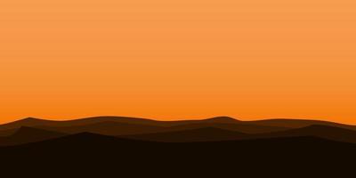 silhouette views of mountain with sunset background vector