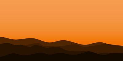 silhouette views of mountain with sunset background vector