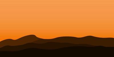 silhouette views of mountain with sunset background vector