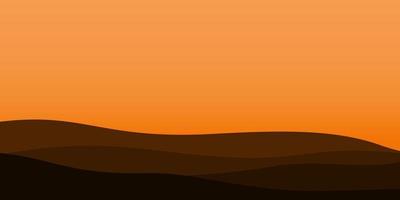 silhouette views of mountain with sunset background vector