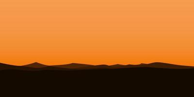 silhouette views of mountain with sunset background vector