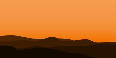 silhouette views of mountain with sunset background vector