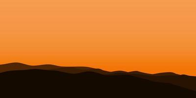 silhouette views of mountain with sunset background vector