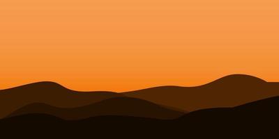 silhouette views of mountain with sunset background vector