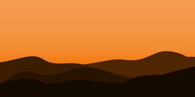 silhouette views of mountain with sunset background vector