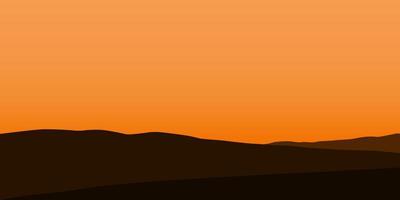 silhouette views of mountain with sunset background vector