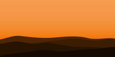 silhouette views of mountain with sunset background vector