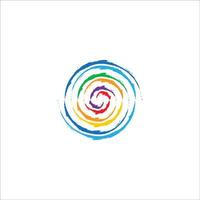 meditation and yoga logo with seven colors of aura energy vector