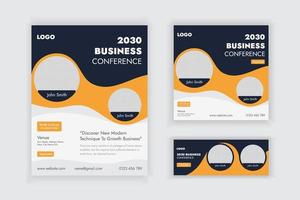 Business webinar conference Flyer Social Media Post And Cover Banner Template Set Design vector