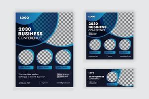 folleto de conferencia de seminario web de negocios publicación en redes sociales y diseño de conjunto de plantillas de banner de portada vector