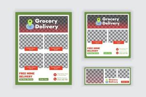 Creative Modern Grocery Flyer Social Media Post and Web Banner Template Design vector