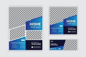 Real Estate Flyer Social Media Post And Cover Banner Set vector