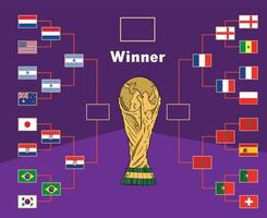 emblema de países de fútbol semifinal con diseño de símbolo de trofeo de copa mundial ilustración de equipos de países de vector final de fútbol